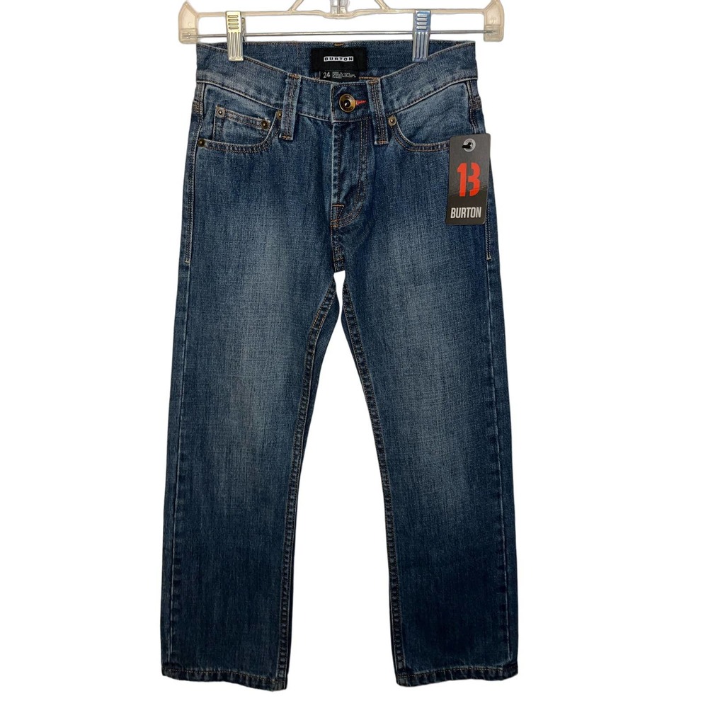 New Burton boys  mid fit worn jeans size 24 (8)